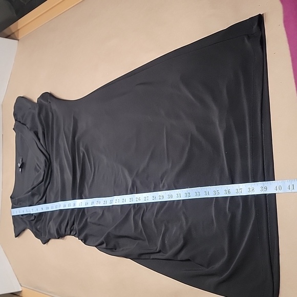 Ronni Nicole, Size 8 Little Black Dress, Draped Neckline Ruched Side Midi Length - Picture 12 of 15